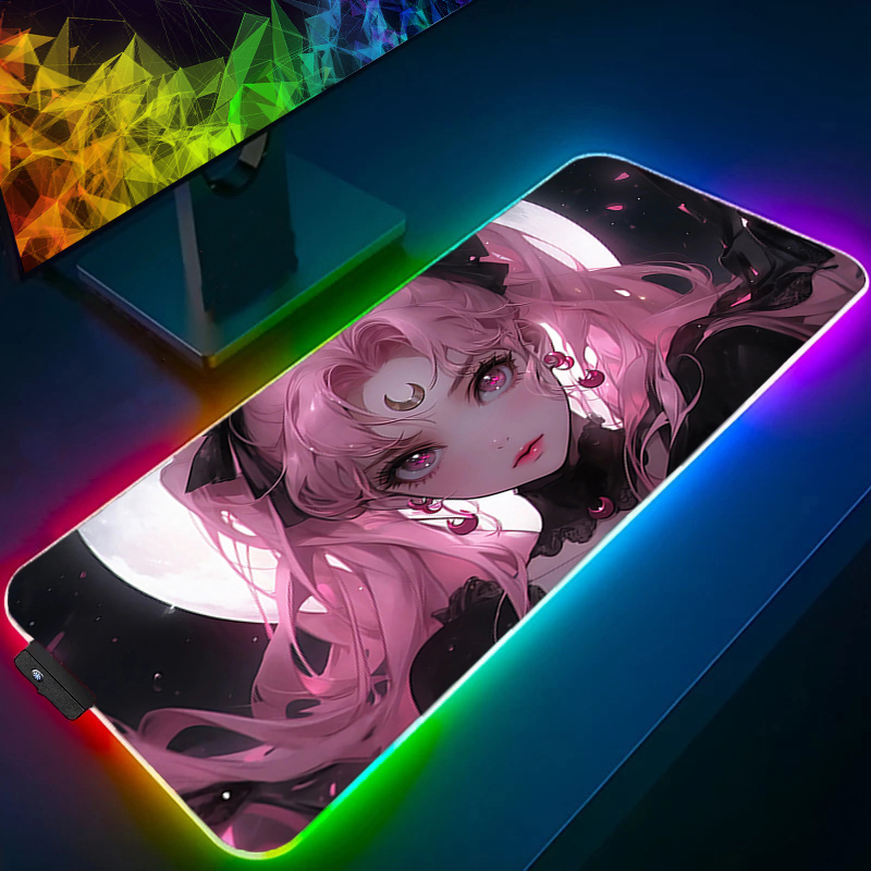 Rgb Mousepad - RGB Großes Mauspad Gamer-Tastatur LED-Mauspad Rosa