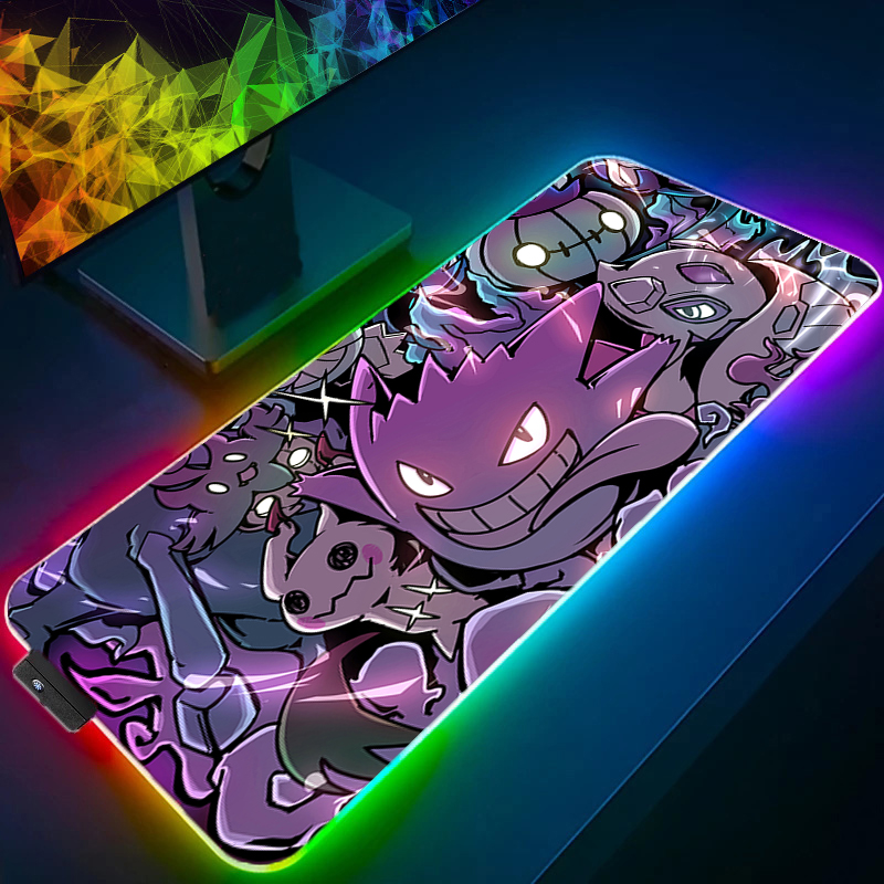 Rgb Mousepad - LED-Licht-Mauspad, Schreibtischunterlage, G-Gengar P-Pokemon, Rayquaza, Computer-Mauspad,
