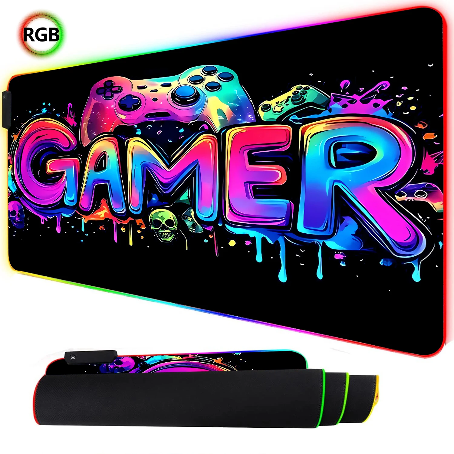 Rgb Mousepad - RGB Neon Gaming Controller Kunst Mauspad