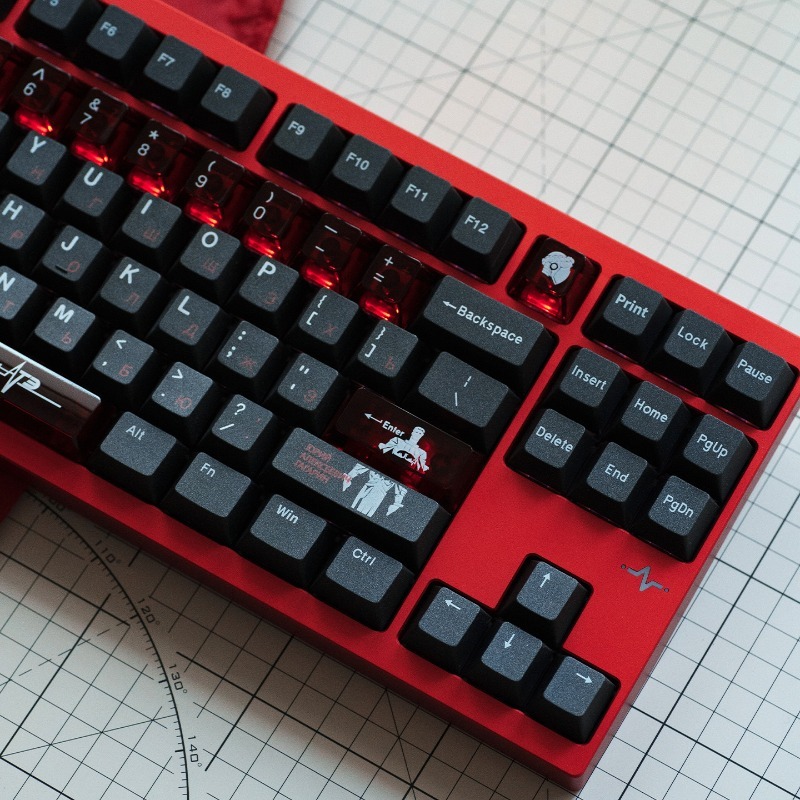 Pc Gaming Set - Tastenkappen-Set mit sowjetischem schwarzem Thema, PBT-PC,