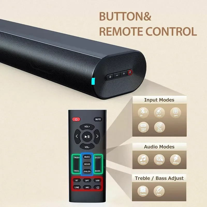 60W Soundbars für TV-Audio mit – Pc Gaming Apple Bewertung und Preis