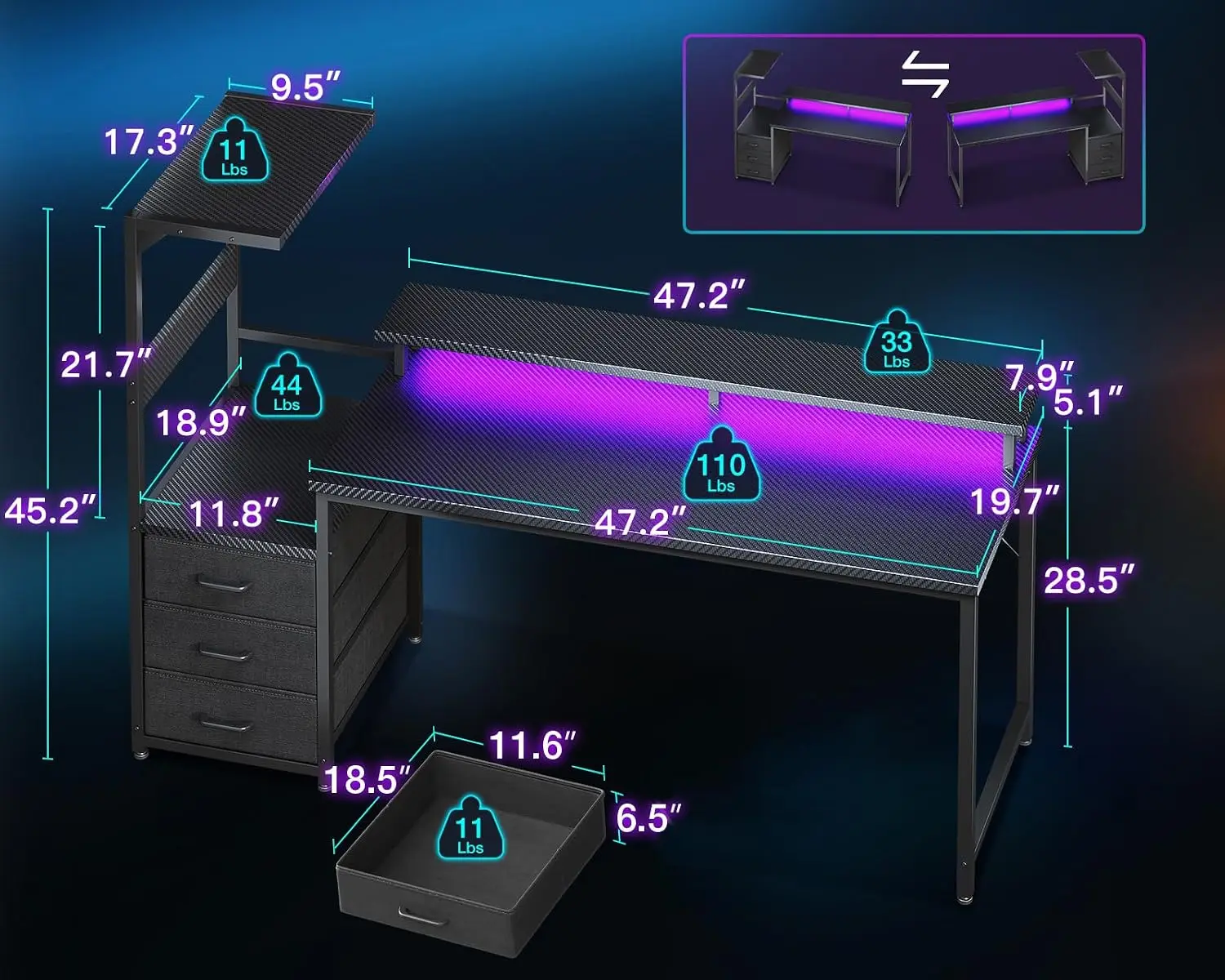 Gaming-Schreibtisch mit PC-Vit – Pc Gaming Lian Li Bewertung und Preis